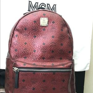 MCM Large Burgundy Backpack